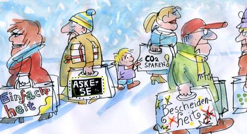Cartoon: Shopping (medium) by Jan Tomaschoff tagged askese,bescheidenheit,shopping