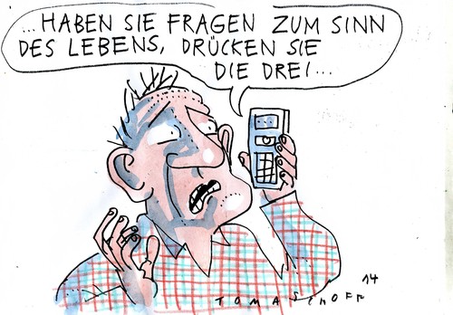 Cartoon: Sinn des Lebens (medium) by Jan Tomaschoff tagged technik,philosophie,technik,philosophie