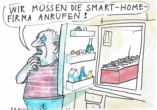 Cartoon: smart (medium) by Jan Tomaschoff tagged digitales,analoges,smart,home,digitales,analoges,smart,home