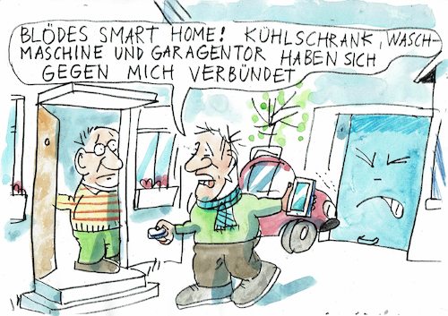 Cartoon: smart home (medium) by Jan Tomaschoff tagged mensch,maschine,künstliche,intelligenz,mensch,maschine,künstliche,intelligenz