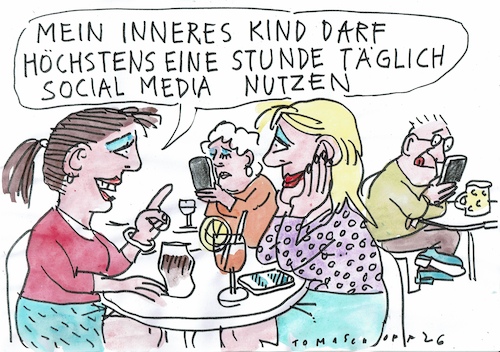Cartoon: social media (medium) by Jan Tomaschoff tagged internet,soziale,medien,kinder,internet,soziale,medien,kinder