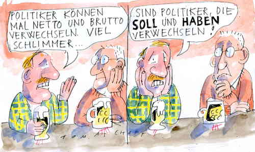 Cartoon: Soll und Haben (medium) by Jan Tomaschoff tagged staatsverschuldung