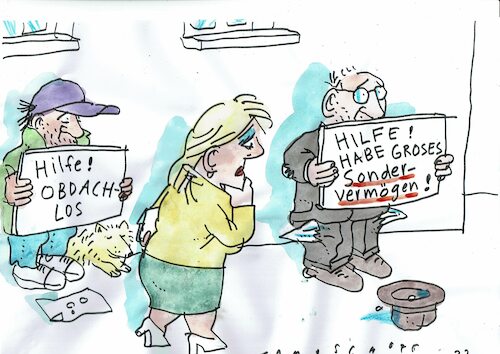 Cartoon: Sondervermögen (medium) by Jan Tomaschoff tagged ukraine,krieg,russland,rüstung,kosten,ukraine,krieg,russland,rüstung,kosten