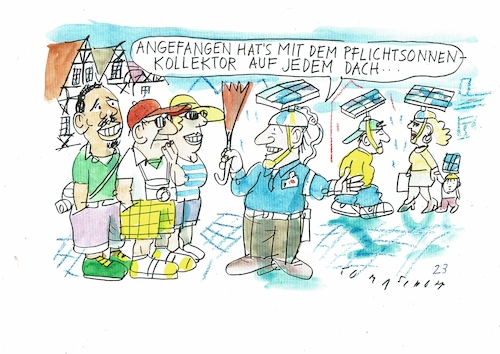 Cartoon: Sonnenkollektor (medium) by Jan Tomaschoff tagged energiewende,sonne,fotovoltaik,energiewende,sonne,fotovoltaik