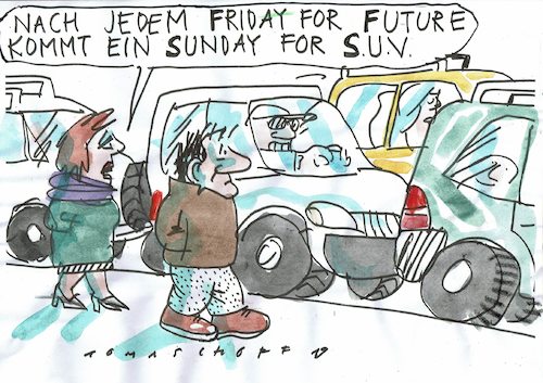 Cartoon: Sonntag (medium) by Jan Tomaschoff tagged umwelt,demos,suv,auto,umwelt,demos,suv,auto