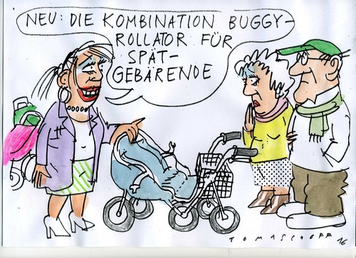 Cartoon: Spätgebärende (medium) by Jan Tomaschoff tagged mütter,alte,alte,mütter