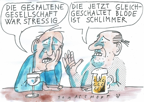 Cartoon: Spaltung (medium) by Jan Tomaschoff tagged gesellschaft,spaltung,diskurs,vielfalt,gesellschaft,spaltung,diskurs,vielfalt