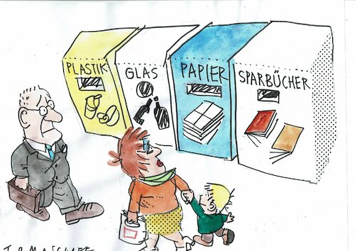 Cartoon: Sparbücher (medium) by Jan Tomaschoff tagged zinsen,sparen,sparbuch,zinsen,sparen,sparbuch