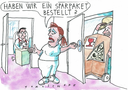Cartoon: Sparpaket (medium) by Jan Tomaschoff tagged gesundheit,geld,sparen,gesundheit,geld,sparen