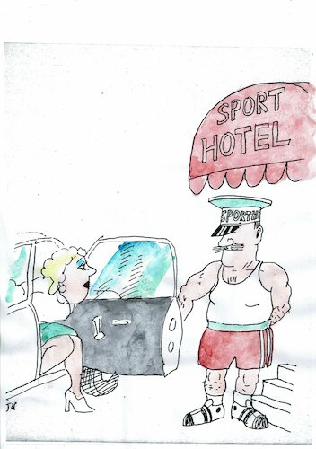 Cartoon: Sporthotel (medium) by Jan Tomaschoff tagged tourismus,sport,tourismus,sport