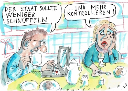 Cartoon: Staat (medium) by Jan Tomaschoff tagged bürger,staat,freiheit,kontrolle,bürger,staat,freiheit,kontrolle