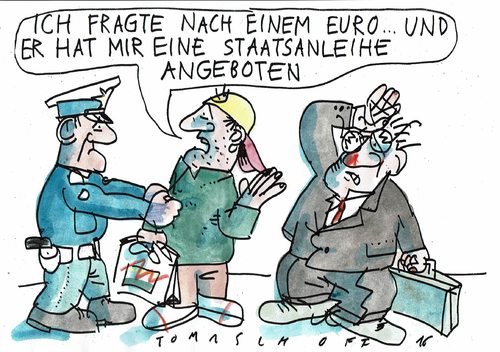 Cartoon: Staatsanleihen (medium) by Jan Tomaschoff tagged geld,ankagen,anleihen,geld,ankagen,anleihen