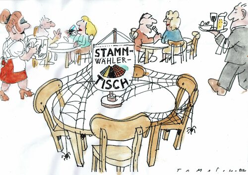 Cartoon: Stammwähler (medium) by Jan Tomaschoff tagged parteien,wahlen,stammwähler,parteien,wahlen,stammwähler
