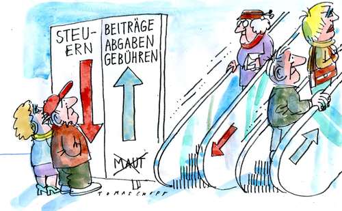 Cartoon: Steuern und Abgaben (medium) by Jan Tomaschoff tagged steuern,abgaben,staatshaushalt,schulden