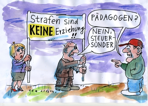 Cartoon: Steuersünder (medium) by Jan Tomaschoff tagged steuersünder,steuersünder,steuern,steuer,sünder,pädagoge,erziehung