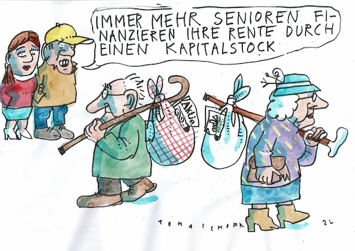 Cartoon: Stock (medium) by Jan Tomaschoff tagged rente,aktien,alter,rente,aktien,alter
