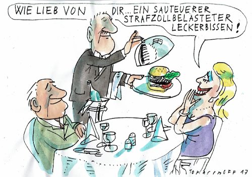 Cartoon: Strafzoll (medium) by Jan Tomaschoff tagged usa,trump,protektionismus,usa,trump,protektionismus