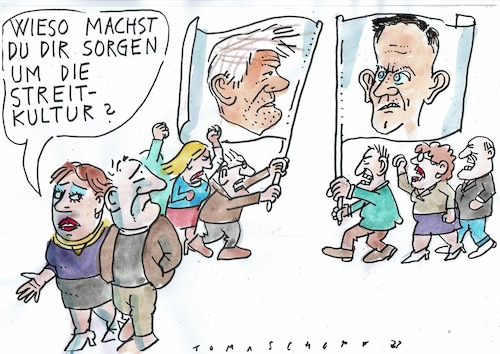 Cartoon: Streitkultur (medium) by Jan Tomaschoff tagged wissing,habeck,streit,wissing,habeck,streit