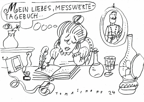 Cartoon: Tagebuch (medium) by Jan Tomaschoff tagged medizin,werte,befunde,tagebuch,medizin,werte,befunde,tagebuch
