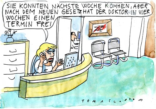 Cartoon: Termingarantie (medium) by Jan Tomaschoff tagged arzttermine,arzttermine