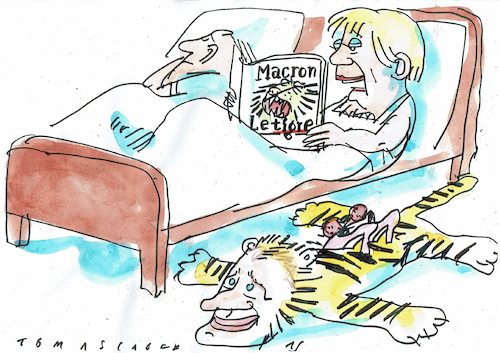 Cartoon: Tiger (medium) by Jan Tomaschoff tagged macron,held,macher,macron,held,macher