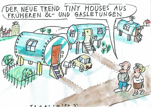 Cartoon: tiny houses (medium) by Jan Tomaschoff tagged wohnen,energie,ukraine,krieg,gas,öl,wohnen,energie,ukraine,krieg,gas,öl