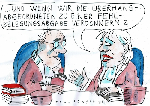 Cartoon: Überhang (medium) by Jan Tomaschoff tagged bundestag,wahlrecht,überhangmandate,bundestag,wahlrecht,überhangmandate