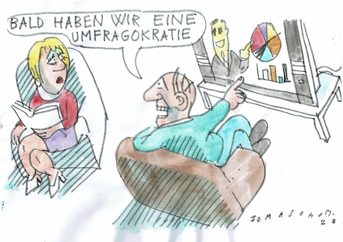 Cartoon: Umfragokratie (medium) by Jan Tomaschoff tagged umfragen,wähler,politik,umfragen,wähler,politik
