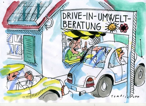 Cartoon: Umweltberatung (medium) by Jan Tomaschoff tagged umwelt,auto,bequemlichkeit,umwelt,auto,bequemlichkeit