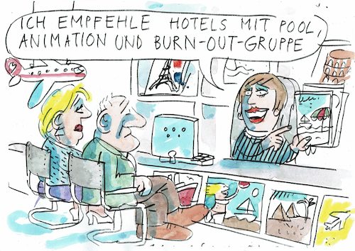 Cartoon: Urlaub (medium) by Jan Tomaschoff tagged stress,entspannung,urlaub,burnout,stress,entspannung,urlaub,burnout