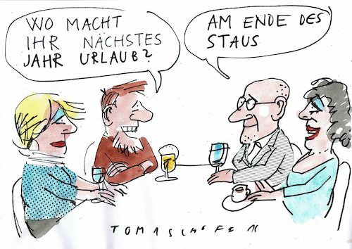 Cartoon: Urlaubsstau (medium) by Jan Tomaschoff tagged auto,staus,verkehr,auto,staus,verkehr