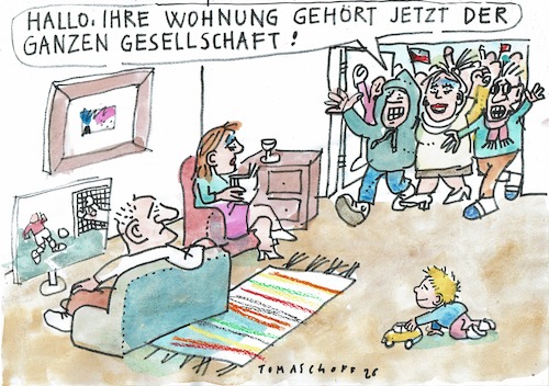Cartoon: Vergesellschaftung (medium) by Jan Tomaschoff tagged linke,wohnungsmarkt,verstaatlichung,linke,wohnungsmarkt,verstaatlichung