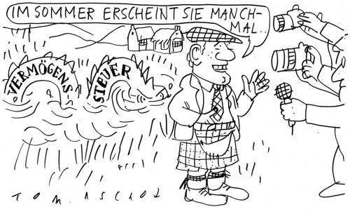 Cartoon: Vermögenssteuer (medium) by Jan Tomaschoff tagged vermögenssteuer,loch,ness