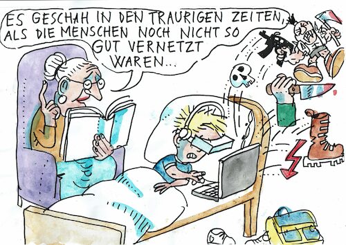 Cartoon: vernetzt (medium) by Jan Tomaschoff tagged internet,kommunikation,horror,medien,internet,kommunikation,horror,medien