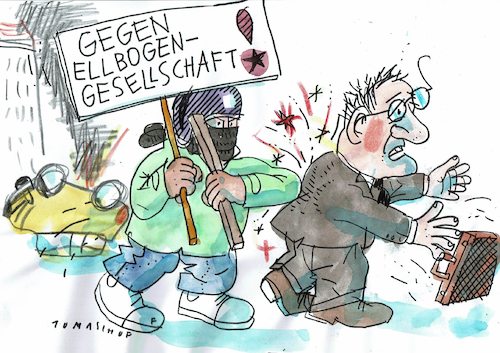 Cartoon: Verrohung 2 (medium) by Jan Tomaschoff tagged rücksicht,gewalt,diskurs,rücksicht,gewalt,diskurs