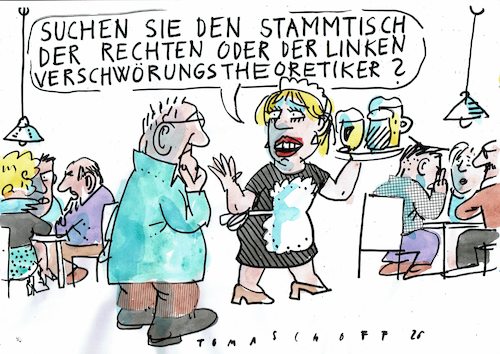 Cartoon: Verschwörung (medium) by Jan Tomaschoff tagged verschwörungstheorie,extreme,verschwörungstheorie,extreme