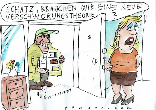 Cartoon: Verschwörung (medium) by Jan Tomaschoff tagged verschwörungstheorien,gehirn,denken,verschwörungstheorien,gehirn,denken