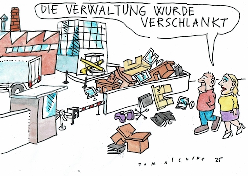 Cartoon: Verwaltung (medium) by Jan Tomaschoff tagged bürokratio,papier,verwaltung,wirtschaft,bürokratio,papier,verwaltung,wirtschaft