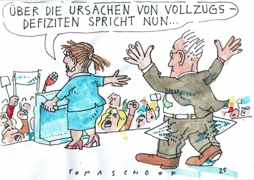 Cartoon: Vollzugsdefizit (medium) by Jan Tomaschoff tagged kriminalität,sicherheit,vollzugsdefizit,geld,kriminalität,sicherheit,vollzugsdefizit,geld