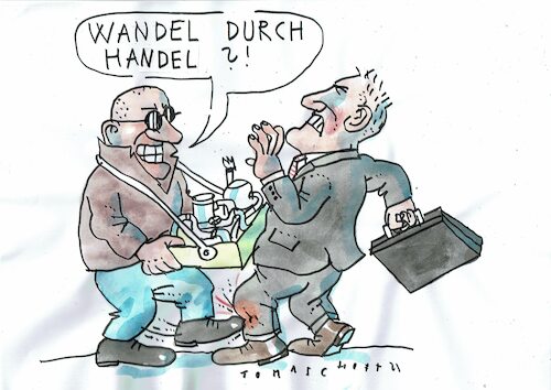 Cartoon: Wandel (medium) by Jan Tomaschoff tagged handel,wandel,konflikt,handel,wandel,konflikt