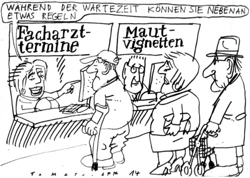 Cartoon: Wartezeit (medium) by Jan Tomaschoff tagged arzttermine,maut,arzttermine,maut