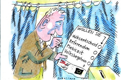 Cartoon: Was Ihr wollt (medium) by Jan Tomaschoff tagged wähler,plebiszit,souverän,souverän,plebiszit,wähler,wahlen