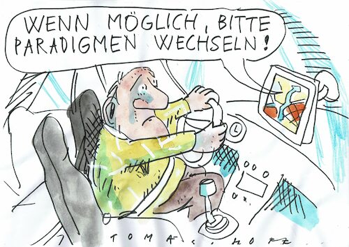 Cartoon: Wechsel (medium) by Jan Tomaschoff tagged paradigmenwechsel,wende,umbruch,paradigmenwechsel,wende,umbruch