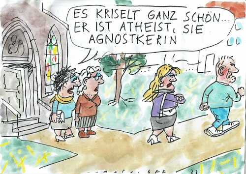 Cartoon: Weltanschauung (medium) by Jan Tomaschoff tagged kirche,religion,austritte,atheismus,kirche,religion,austritte,atheismus