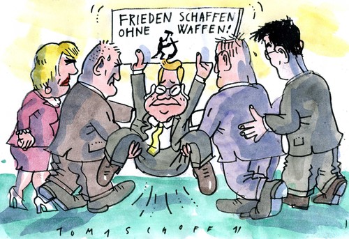 Cartoon: Westerwelle (medium) by Jan Tomaschoff tagged libyen,gaddafi,westerwelle,fdp,libyen,westerwelle,fdp