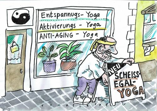 Cartoon: Yoga (medium) by Jan Tomaschoff tagged yoga,glaube,medizin,alternativmedizin,yoga,glaube,medizin,alternativmedizin