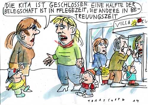 Cartoon: Zeit für Betreuung (medium) by Jan Tomaschoff tagged erziehung,betreuung,arbeitszeit,erziehung,betreuung,arbeitszeit