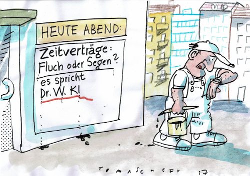 Cartoon: Zeitvertrag (medium) by Jan Tomaschoff tagged arbeitsmarkt,zeitvertrag,befristung,arbeitsmarkt,zeitvertrag,befristung