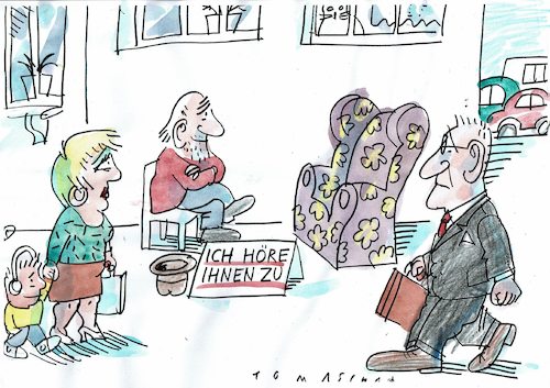 Cartoon: Zuhören (medium) by Jan Tomaschoff tagged zuwendung,vereinsamung,zuwendung,vereinsamung