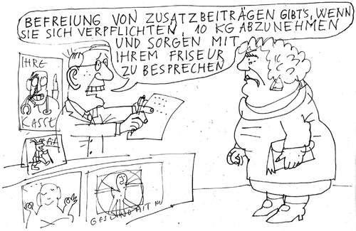 Cartoon: Zusatzbeiträge (medium) by Jan Tomaschoff tagged kv,zusatzbeiträge,gesundheitssystem
